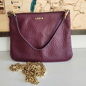 Lodis mauve/purple Leather messenger/crossbody/shoulder/clutch transformer bag